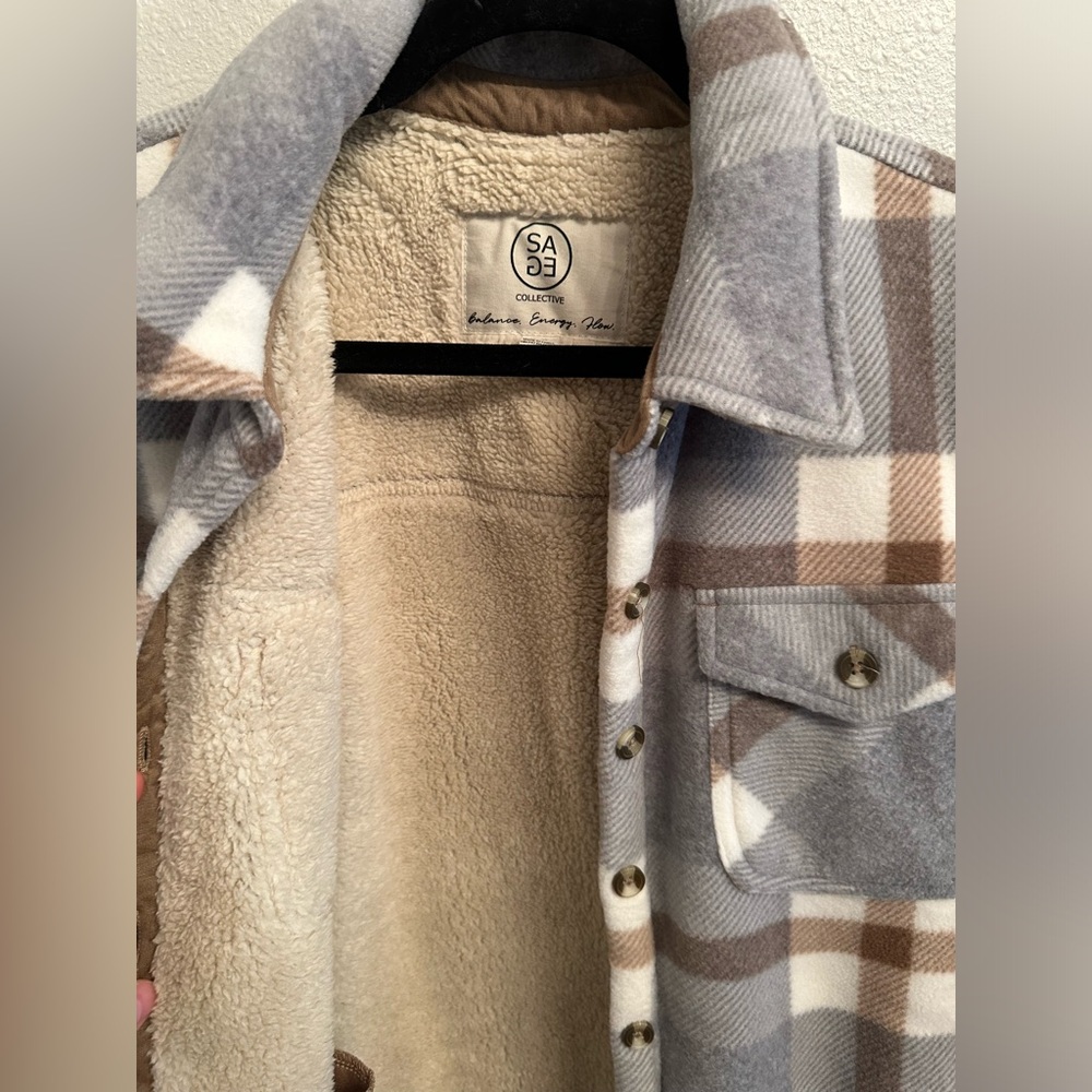 Shearling Jacket Gray Pattern - Picture 2 of 3